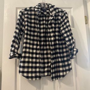 Black and White Gingham Flannel Button Down